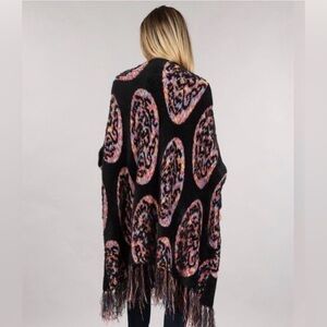 Black Fuzzy Aztec Fringe Soft Cardigan